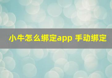 小牛怎么绑定app 手动绑定